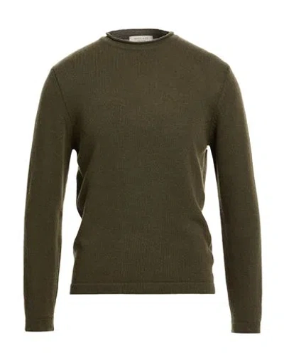 Wool & Co Man Sweater Military Green Size L Merino Wool In Brown