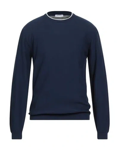 Wool & Co Man Sweater Navy Size L Cotton In Blue