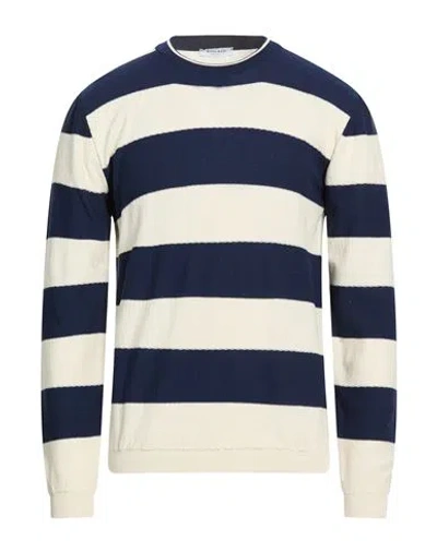 Wool & Co Man Sweater Navy Size Xxl Cotton In Blue