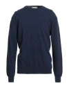 Wool & Co Man Sweater Navy Size Xxl Merino Wool In Blue