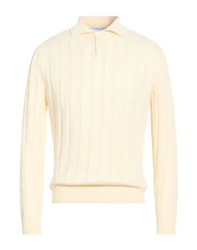 Wool & Co Man Sweater Pastel Yellow Size L Cotton In Neutral
