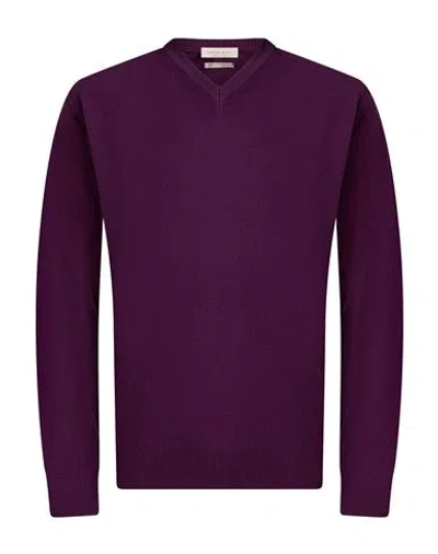Wool & Co Man Sweater Plum Size M Merino Wool, Cashmere In Purple