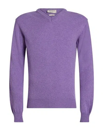 Wool & Co Man Sweater Purple Size Xl Merino Wool, Cashmere