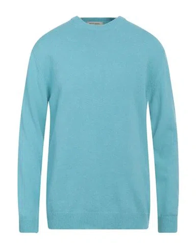 Wool & Co Man Sweater Sky Blue Size Xxl Wool, Polyamide In Blue
