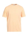Wool & Co Man T-shirt Apricot Size Xl Linen, Elastane In Orange