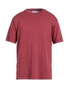 Wool & Co Man T-shirt Brick Size Xxl Linen, Elastane In Red