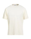 Wool & Co Man T-shirt Cream Size L Linen, Elastane In Neutral