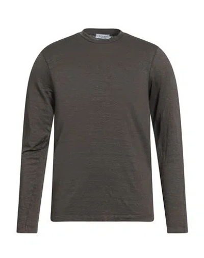 Wool & Co Man T-shirt Dark Brown Size 3xl Linen, Elastane