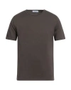 Wool & Co Man T-shirt Dark Brown Size Xxl Cotton In Brown