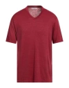 Wool & Co Man T-shirt Garnet Size Xxl Linen, Elastane In Red