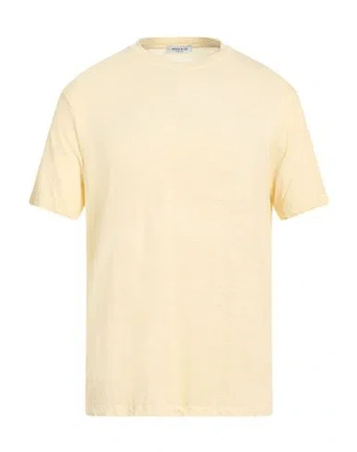 Wool & Co Man T-shirt Pastel Yellow Size L Linen, Elastane