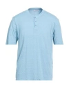 Wool & Co Man T-shirt Sky Blue Size L Linen, Elastane In Blue