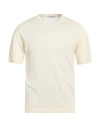 Wool & Co Man T-shirt White Size L Linen, Cotton In Neutral