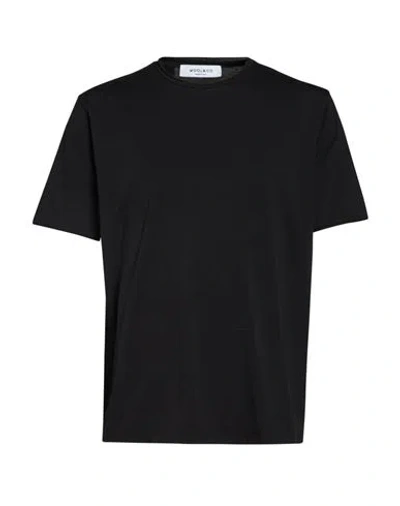 Wool & Co Man T-shirt Black Size L Cotton, Elastane In Purple