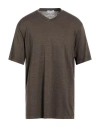 Wool & Co Man T-shirt Chocolate Brown Size Xxl Linen, Elastane