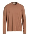 Wool & Co Man T-shirt Light Brown Size L Cotton, Elastane In Brown