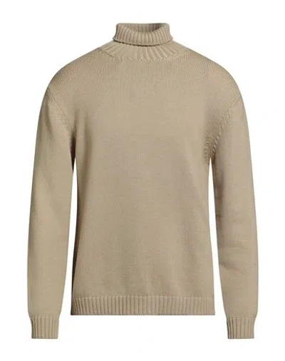 Wool & Co Man Turtleneck Beige Size Xxl Merino Wool In Green