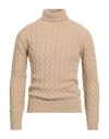 Wool & Co Man Turtleneck Beige Size Xxl Wool, Polyamide