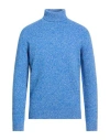Wool & Co Man Turtleneck Blue Size L Wool, Polyamide In Multi