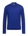 Wool & Co Man Turtleneck Blue Size Xl Merino Wool In Blue