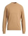 Wool & Co Man Turtleneck Camel Size S Merino Wool, Cashmere In Brown