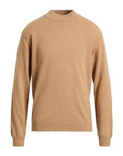 Wool & Co Man Turtleneck Camel Size S Merino Wool, Cashmere In Brown