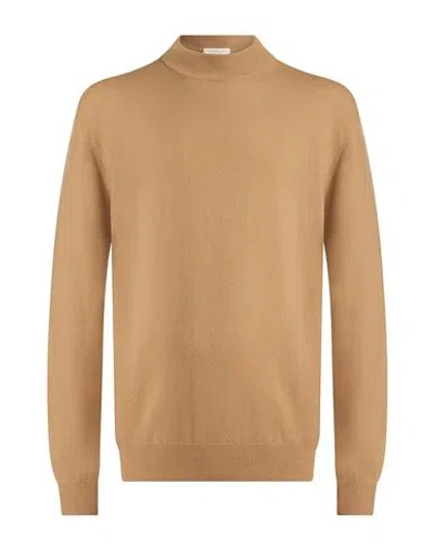 Wool & Co Man Turtleneck Camel Size Xl Merino Wool In Sand