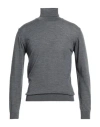 Wool & Co Man Turtleneck Charcoal Size L Merino Wool In Gray