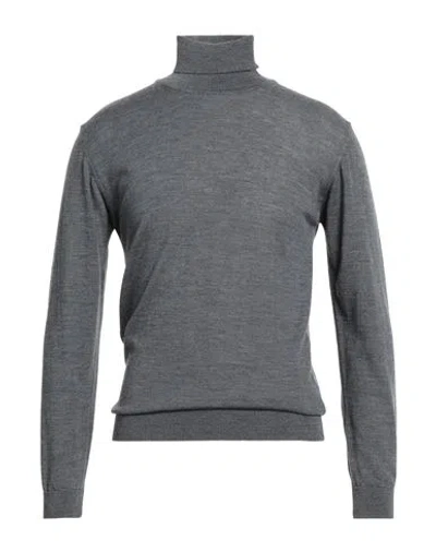 Wool & Co Man Turtleneck Charcoal Size L Merino Wool In Gray
