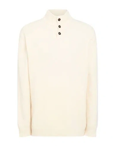 Wool & Co Man Turtleneck Cream Size Xxl Wool, Polyamide In White