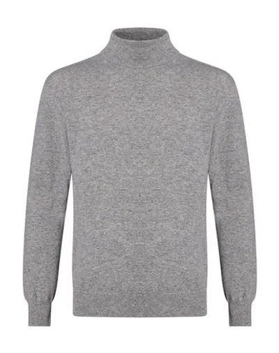Wool & Co Man Turtleneck Grey Size L Merino Wool, Cashmere In Gray