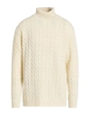 Wool & Co Man Turtleneck Ivory Size Xxl Wool, Polyamide In Animal Print