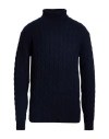 Wool & Co Man Turtleneck Midnight Blue Size Xl Wool, Polyamide In Animal Print