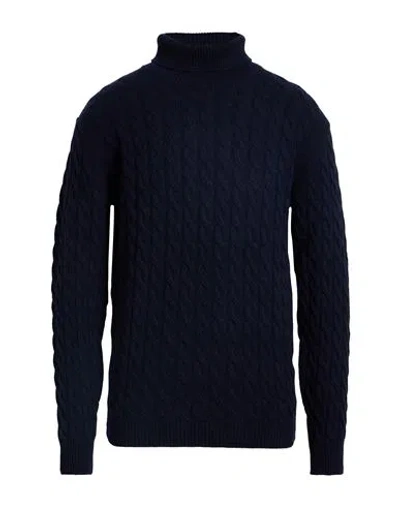 Wool & Co Man Turtleneck Midnight Blue Size Xl Wool, Polyamide In Animal Print