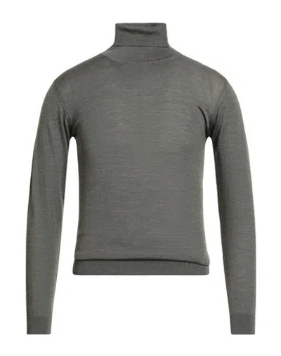 Wool & Co Man Turtleneck Military Green Size M Merino Wool