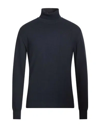 Wool & Co Man Turtleneck Navy Size Xxl Merino Wool In Blue
