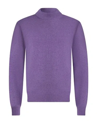 Wool & Co Man Turtleneck Purple Size Xxl Merino Wool