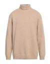Wool & Co Man Turtleneck Sand Size Xxl Wool, Polyamide In Beige