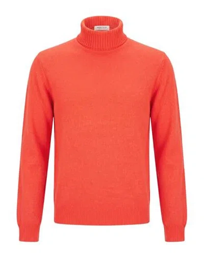 Wool & Co Man Turtleneck Tomato Red Size Xxl Wool, Polyamide In Orange