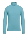 Wool & Co Man Turtleneck Turquoise Size M Wool, Polyamide In Blue