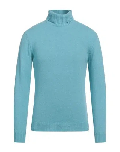 Wool & Co Man Turtleneck Turquoise Size M Wool, Polyamide In Blue