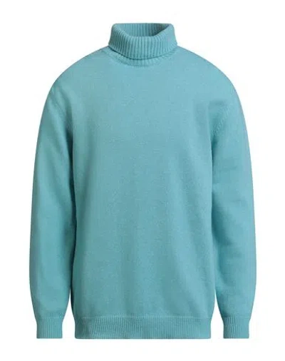 Wool & Co Man Turtleneck Turquoise Size Xxl Wool, Polyamide In Blue