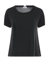 Wool & Co Woman T-shirt Black Size 2 Cupro, Elastane In Black