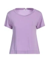 Wool & Co Woman T-shirt Lilac Size 2 Cupro, Elastane In Purple