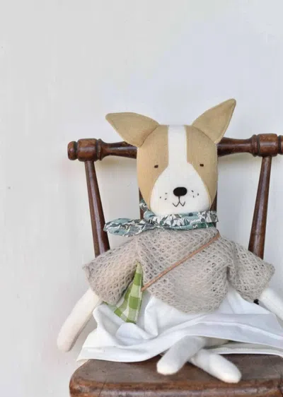 Woolgrass Farm Fig The Frenchie Dog With Sweater & Morning Skirt In Oat/ Beige