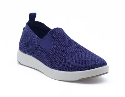 Woolloomooloo Women's Suffolk Sneaker In Navy Merino Wool In Blue