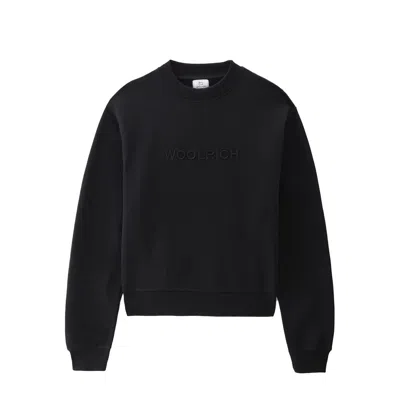 Woolrich - Ut3164 Logo Fleece Sweat. 100 Black Wwsw0088fr