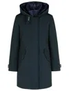 Woolrich 3-in-1 'authentic' Dark Navy Cotton Blend Parka In Blue