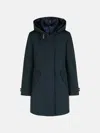 Woolrich 3-in-1 'authentic' Dark Navy Cotton Blend Parka In Blue