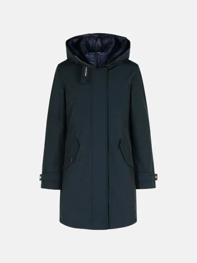 Woolrich 3-in-1 'authentic' Dark Navy Cotton Blend Parka In Blue
